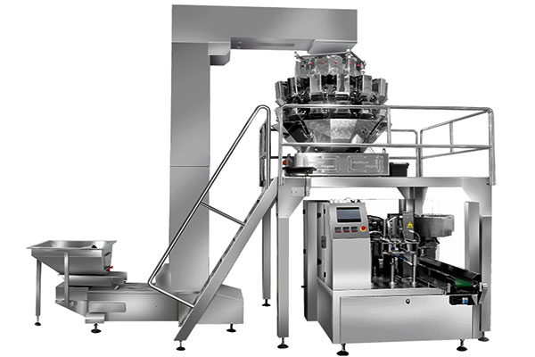 給袋式顆粒自動(dòng)包裝機(jī)可與電子計(jì)量稱、斗式提升機(jī)等設(shè)備配套